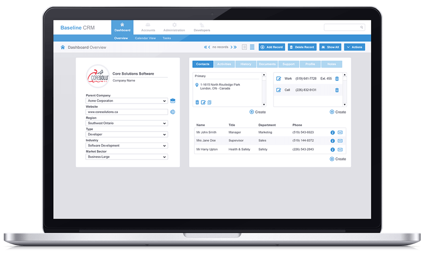 Image of a our Baseline CRM product