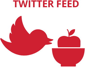 Image of the Twitter logo eating an apple out of a bowl