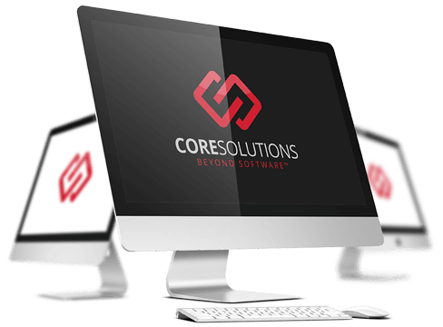 Monitors displaying CoreSolutions Software Inc. logos